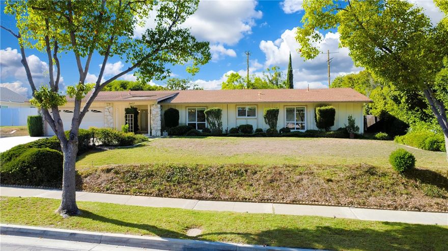Welcome to this charming and spacious single-story home nestled in the desirable Sunny Hills neighborhood of Fullerton! With 3 inviting bedrooms and 2 well-appointed bathrooms ( each 3/4 baths), this residence offers a perfect blend of comfort and functionality. You will love the expansive living room featuring a cozy fireplace, ideal for gatherings or quiet evenings. The formal dining room sets the stage for memorable meals overlooking the kitchen with granite counters, abundance of cabinets, dishwasher and stove. The family room, complete with a wet bar, seamlessly opens to a large private backyard with trellis patio cover, perfect for outdoor enjoyment. The primary suite boasts its own attached 3/4 bathroom for added privacy, and the two additional generous bedrooms are conveniently located near the second 3/4 bathroom. Enjoy the benefits of newer central air and heat, along with an attached two-car garage and a recently updated concrete driveway. This home is conveniently located near the award-winning Laguna Rd Elementary School, shopping, scenic trails, and major freeways (91/57), making commuting a breeze. Nature enthusiasts will appreciate the proximity to Laguna Lake, Robert E. Ward Nature Preserve, and various golf courses. With 1,980 sq ft of living space (per assessor) on a substantial 12,870 sq ft lot (per assessor), this home, built in 1961 and is a trust sale, is a wonderful opportunity to create lasting memories in a fantastic community! First time on the market since 1978.