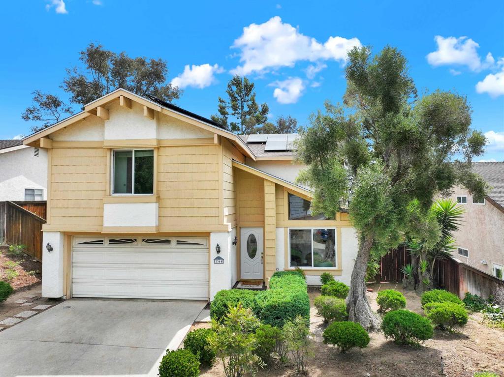 Enjoy this amazing family friendly home on a CUL-DE-SAC with PAID SOLAR & VIEWS FOR DAYS! Nestled in one of Escondido’s most desirable neighborhoods, this home boasts a freshly painted interior, new carpet, energy efficient savings with fully paid solar, and peaceful views of the backyard from the kitchen & family room. Upstairs, you’ll find all four bedrooms, including a large primary suite with vaulted ceilings & oversized balcony. There’s also a bonus flexible space ideal for a home office, guest room, playroom or optional 5th bedroom! The private backyard offers sweeping mountain views & landscaping, in a tranquil setting. Beyond the property, the community offers a blend of natural beauty & everyday convenience. Enjoy access to TWO well-maintained community pools, scenic walking trails shaded by mature trees, and nearby outdoor amenities such as Dixon Lake, Boulder Loop Trail & Jesmond Dene Park —ideal for hiking, biking, or relaxing weekend picnics. Golf lovers will appreciate the proximity & view of Reidy Creek Golf Course, and families will enjoy being within walking distance to North Broadway Elementary. Shopping, dining, the San Diego Safari Park and easy access to the freeway make this location ideal. This home combines everyday comfort with the convenience of a connected, vibrant neighborhood. Welcome Home!