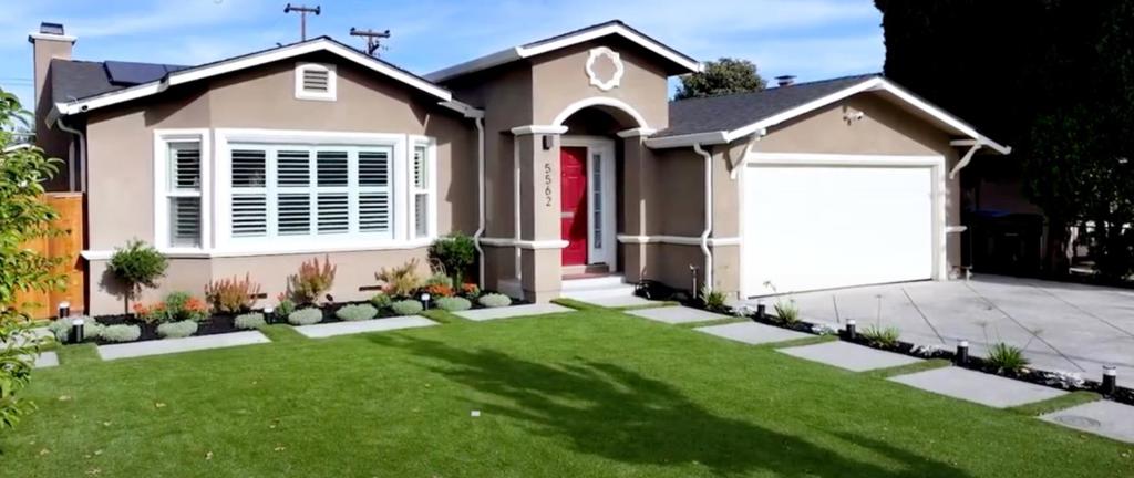 Welcome to this beautifully remodeled Blossom Valley gem, where thoughtful design meets modern comfort. From the stunning front and back landscaping to nearly 2,000 square feet of stylish interior living space, this home truly shines. (See remarkable backyard here: https://www.youtube.com/watch?v=L0Abw_Ka8pE). Once inside, you'll find two primary suites, one set apart from the other bedrooms, providing ideal flexibility for guests, multi-generational living, or a private retreat. The backyard feels like your own personal resort, complete with an in-ground hot tub, elegant fire pits, and lush, high-end turf. A detached studio adds even more versatility, perfect for a home office, gym, playroom, or creative space. Other highlights of this property include: owned solar, new A/C and water heater, added water softener, indoor/outdoor carpet in garage and a gorgeous kitchen. This is one not to be missed! Welcome Home!
