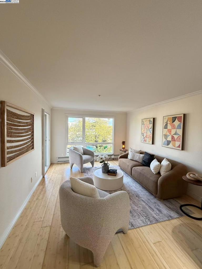 Fantastic condo that is light and bright. Well designed and nicely maintained. This chic unit is incredibly light-filled and vibrant. Conveniently located and close to restaurants, grocery shopping, cinema & so many things. Walking distance to Bay Fair BART and the Bay Fair Shopping Center.  Short driving distance to San Leandro downtown, Lake Chabot, the Oakland Zoo & Chabot Space & Science Center. Easy access to multiple freeways: I-580, I-880 & I-238. Bamboo flooring, granite counter tops, stainless appliances, washer and dryer in unit, new carpet and new paint throughout. Community small gym and extra storage slot on ground floor. Assigned parking slot close to the gate. OH Sunday Oct 19, 12-3pm.
