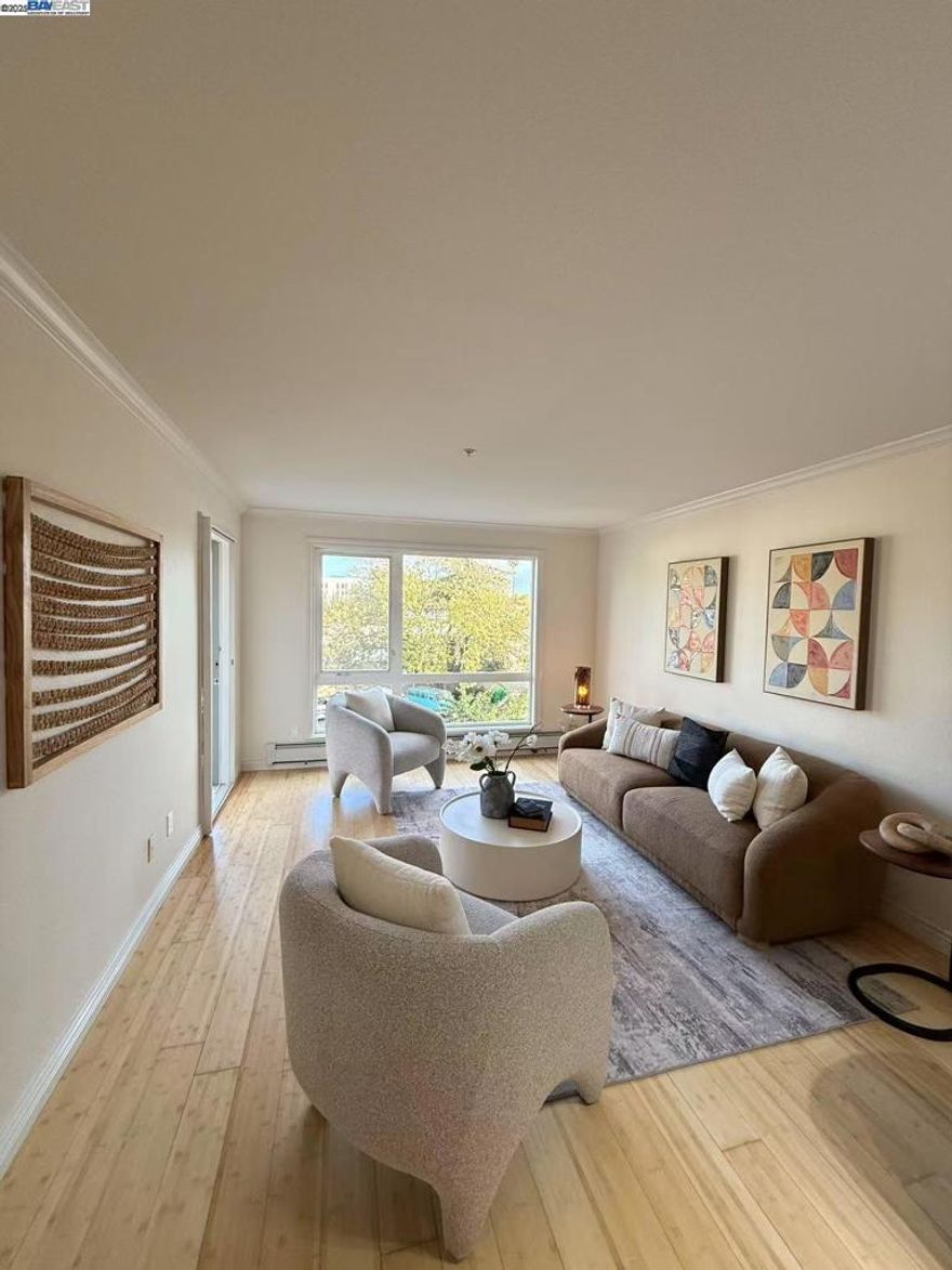 Fantastic condo that is light and bright. Well designed and nicely maintained. This chic unit is incredibly light-filled and vibrant. Conveniently located and close to restaurants, grocery shopping, cinema & so many things. Walking distance to Bay Fair BART and the Bay Fair Shopping Center.  Short driving distance to San Leandro downtown, Lake Chabot, the Oakland Zoo & Chabot Space & Science Center. Easy access to multiple freeways: I-580, I-880 & I-238. Bamboo flooring, granite counter tops, stainless appliances, washer and dryer in unit, new carpet and new paint throughout. Community small gym and extra storage slot on ground floor. Assigned parking slot close to the gate. OH Sunday Oct 19, 12-3pm.