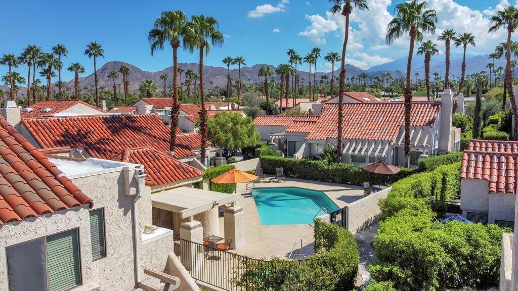 AVAILABLE OCTOBER 15, 2025 -- LONG-TERM LEASE ($2,900/Mo.) OR SHORT-TERM/SEASONAL (30+ Days @ $5,900/Mo).Experience desert living at it's finest in this TURNKEY FURNISHED 2-bedroom, 2-bath residence, ideally situated in South Palm Desert's highly sought-after El Paseo Village--behind Mastro's Steakhouse and just a short stroll to famed El Paseo, known as the ''Rodeo Drive of the Desert.'' This impeccably maintained home features soaring vaulted ceilings, a central wet bar, formal dining area, sunlit eat-in kitchen, and a spacious guest suite on the main floor. The upstairs primary suite offers a private, tranquil retreat and picturesque mountain views. Thoughtfully designed for indoor-outdoor living, the home includes a welcoming front courtyard and a covered rear patio that opens seamlessly from both the living room and kitchen--perfect for morning coffee or evening cocktails. Just steps beyond the patio, enjoy direct access to community amenities, including two tennis courts, two pickleball courts and two sparkling pools and spas. Whether lounging poolside, entertaining guests, or exploring world-class shopping, dining, and golf just moments away, this residence offers the ultimate Palm Desert lifestyle. Offered fully furnished--simply bring your suitcase and settle into your desert retreat. Tenant Parking: 1 assigned parking space and 1 unassigned space. Minimum Gross Income: $8,700/mo (3x Rental Amount) and FICO score: 660+. One spayed or neutered pet under 30 lbs will be considered (breed restrictions may apply). No smokers please.