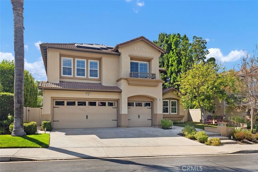 Beautiful Las Flores Home with Endless Upgrades, an Entertainer's Backyard and Amazing Sunset Views!  This 5 bedroom and 3 bathroom home with a 3-car garage and a resort-style pool/spa boasts cathedral ceilings, wood laminate flooring, owned and paid solar, house fan, Anlin windows, electric blinds, remodeled kitchen, ceiling fans, recessed lighting, tankless water heater, water softener/carbon filter, repiped and more!   The remodeled kitchen opens to the family room and includes a large island, stainless steel appliances, stone countertops, wood cabinets, water filter with reverse osmosis and plenty of storage.  The family room includes a cozy fireplace, beautiful built-ins and opens to the huge backyard.  The living room and dining room are very spacious with cathedral ceilings, custom chandelier and many windows for natural light.  The downstairs bedroom is currently being used as an office with amazing wood cabinet built-ins.  The beautiful staircase with wood railings leads you up to the secondary bedrooms and primary bedroom.  The primary bedroom is very spacious with double doors, tall ceilings, large closets and a primary bathroom with dual sinks, large bathtub and walk-in shower.  The 3-car garage includes epoxy flooring, two paid Telsa batteries, two 220 volt high efficiency EV chargers and air conditioning perfect for a gym.  The entertainer's backyard is a dream with a granite BBQ island with seating, recently remodeled resort-style pool and spa with added additional lighting and a tanning shelf with in-pool umbrella, a relaxing fire pit with gas line, wired and installed speakers by Sonos and unlimited sunset views!  This home also includes amazing community amenities: pool, tennis court, sport court, picnic areas and more!  Close to schools, restaurants, parks, fwys and toll roads. This beautiful home has it all! (click onto the 360 icon under the map to see the amazing drone video)