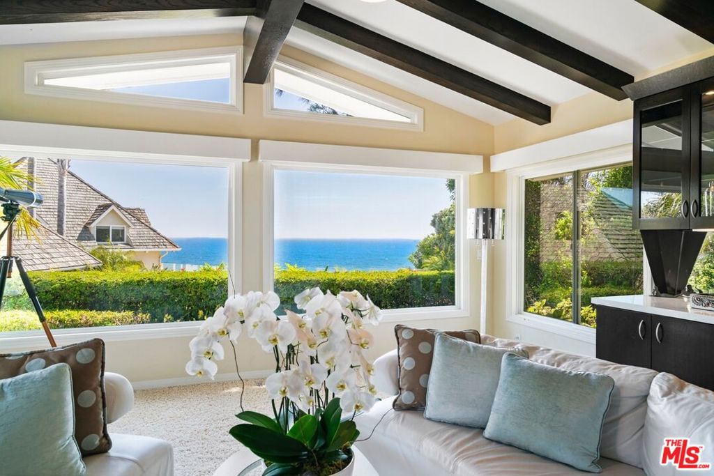 Welcome home to this incredible, sun filled single-story house in the heart of Malibu. Overlooking Zuma Beach, this updated 3 bedroom, 3 1/2 bathroom home has ocean views from every room while enjoying complete privacy. The grounds feature a massive, beautifully landscaped yard, pool with a sunken table and built-in stools, jacuzzi, fire pit, and large barbecue grill. The light and airy floor plan has plenty of room to entertain with two large living rooms, dining room, wet bar, and an open plan Chef's kitchen with custom Italian cabinetry and large breakfast bar. Caesar stone countertops and ultra-modern Stainless steel appliances complete the kitchen. The primary bedroom comes with a king size bed, Cedar walk-in closet, modern freestanding soaking tub, and glass shower. Two other spacious bedrooms with en suite bathrooms and a steam shower round out the property. Take a two-minute walk down to the beach and watch the dolphins surf the waves as you take in the fresh salty air. This house has it all and is awaiting to be your perfect Malibu oasis! (Rent for summer months June, July and August is $30,200 per month)