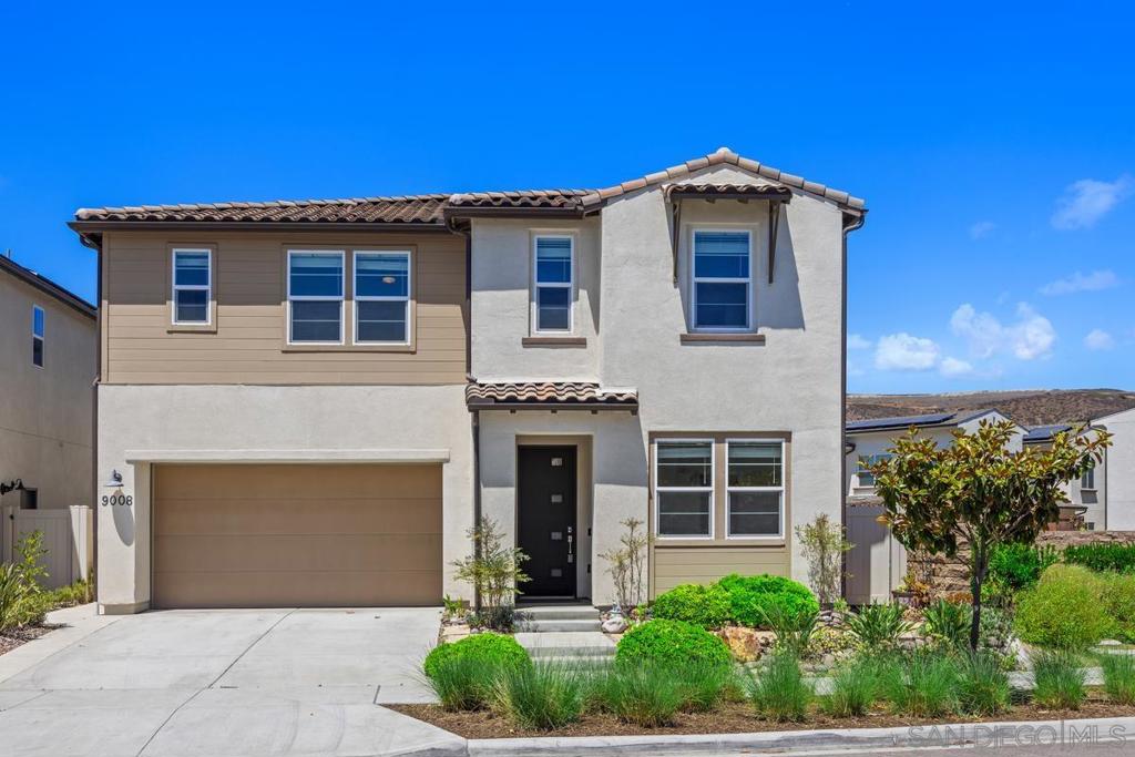 Welcome to the prestigious Weston community, a jewel of Santee. This modern residence will enhance your lifestyle with many upgraded features and amenities. With fully owned 12 panels solar, it boasts of sustainable living and energy efficiency offering comfort and value. As you enter, you will be enchanted by its openness. With a bedroom and full bath located on the ground level, the hallway leads into the tall ceilings of the great room, expansive gourmet kitchen and dining area. The oversize kitchen countertop and abundant cabinetry offer a chef’s delight. Premium appliance includes RO water plumbed to the refrigerator. The great room opens to the expanded California room with added 20 ft x 16 ft patio cover and outdoor fireplace providing a wonderful entertaining area. The view to the hills is stunning and the epitome of SoCal living with only one neighbor on one side. The upstairs oversized loft offers views of Santee’s newest park and Santee Lakes. The spa-like primary bath has a barn door and double -sided mirrored doors into the master closet. The Weston community offers low HOA dues with great amenities, including a clubhouse, lap pool, gym, jacuzzi, poolside BBQ grill area and a large park— all within walking distance. Access to top-rated schools, shopping, dining, and the 52 Freeway, with easy access to outdoor adventures like Santee Lakes and Mission Trails. This home has it all — space, views, and a great location.