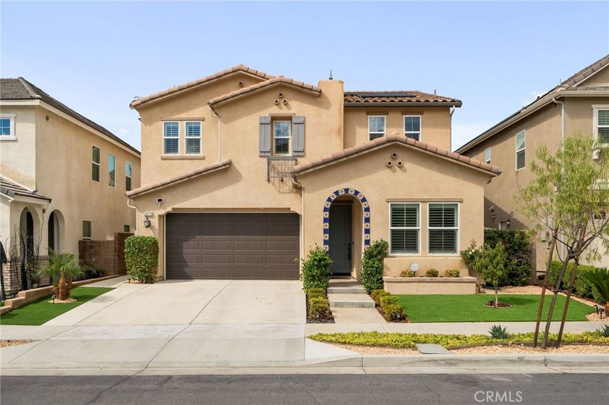 This stunning former model home is located in the exclusive gated community of Terramor and offers beautiful curb appeal with well-maintained, manicured yards and low-maintenance turf in both the front and back. Featuring 4 bedrooms and 3 bathrooms, this home boasts a highly desirable floor plan with one bedroom with a walk-in closet and a full bathroom conveniently located on the main floor.



The open-concept living space showcases a gorgeous kitchen with a large island, maple-stained cabinetry, tile backsplash, built-in cooktop, and double oven—all overlooking the spacious family room and capturing the scenic views beyond. The family room is enhanced by custom built-ins, a cozy gas fireplace, and plantation shutters with roll-down shades for added comfort and privacy.



Upstairs, you'll find a versatile loft, a luxurious primary suite with impressive views, two additional bedrooms—also offering stunning views—a full bathroom, and a dedicated laundry room.



Step outside to a fully landscaped backyard oasis, complete with fruit trees, mini putting green, and no neighbors behind you, providing both beauty and privacy. The epoxied garage floors add a clean, durable finish to the spacious garage.



Residents of Terramor enjoy resort-style amenities, including gated entry, parks, pool, clubhouse, walking and hiking trails, and more. This energy-efficient home also includes solar panels, making it as smart as it is stylish.
