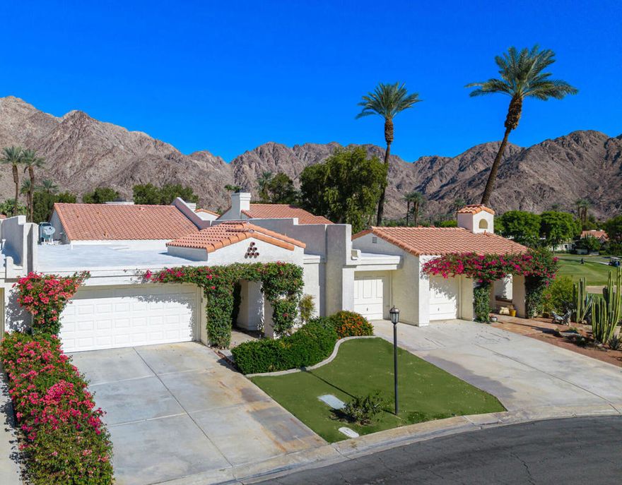 Tucked within the prestigious compound of the world-famous La Quinta Resort, this residence blends historic charm with modern desert living. Set on a private cul-de-sac, the home is framed by sweeping Santa Rosa mountain vistas and fairways of the Mountain Course, as well as a generous greenbelt outisde- perfect for kids, pets to play or soaking in the sun. This sought after Capistrano plan features 3 bedrooms, 3.5 baths and 1922 sq. ft. of stylish living space including a detached casita- ideal for hosting family and friends.The home opens to an expansive desert-scaped courtyard, perfect for morning coffee or desert dinnners under the stars . Inside, the sunny, open living area is chicly designed, minimal and relaxed, feauturing many artisitc touches. The bright kitchen, complete with a breakfast nook  overlooks the courtyard for efforttless flow.Amenities are steps away- swim in the nearby pool, play tennis down the street, or jump in your golfcart for a one minute ride to the golf club to hit some balls!  3 Resort restaurants are also within easy reach.. Whether your'e looking for a weekend getaway or long term retreat, this home is your gateway to the ultimate desert lifestyle.