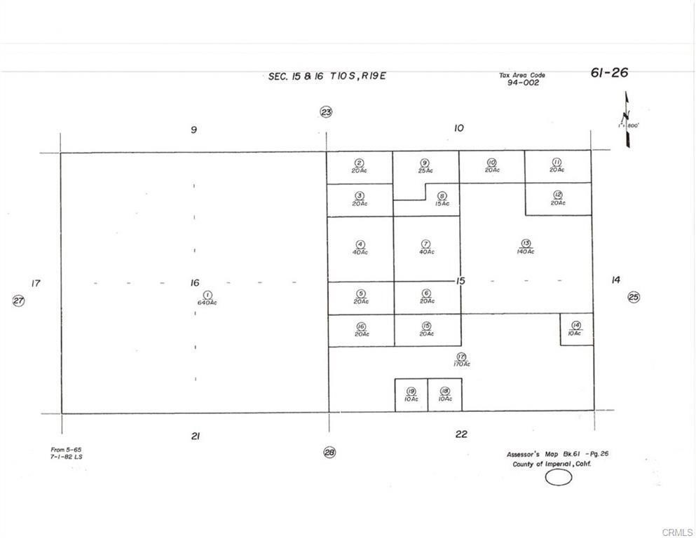There is not an address associated with this parcel. What is reflected is the Parcel# 061-260-017-000 which is +/-170 Acres. Zoning is S-2.Located in Unincorporated Imperial County.