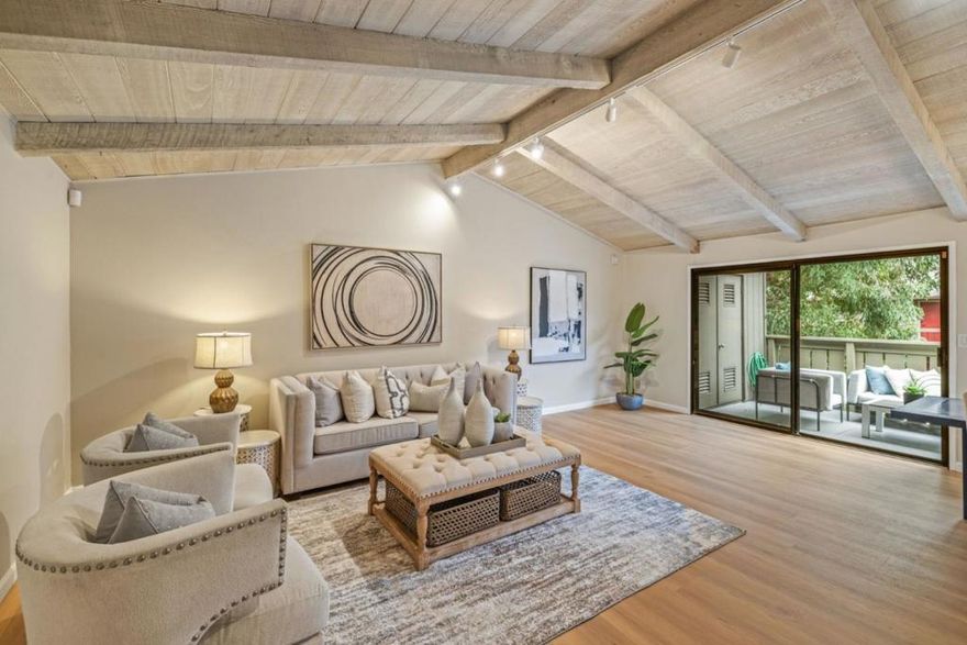 Welcome to 14355 Saratoga Ave #B! Nestled in Saratogas highly desirable Golden Triangle, this beautifully updated 3-bedroom, 2-bathroom condo combines comfort, style, and convenience. Enjoy a short stroll to vibrant Downtown Saratoga, nearby parks, and award-winning Saratoga schools. The home features a fully remodeled kitchen and bathrooms with maple cabinets, granite countertops, stainless steel appliances, LED lighting, and custom finishes. Fresh interior paint and brand-new flooring enhance the homes bright and modern feel throughout. Thoughtful upgrades include excellent ventilation, abundant natural greenery views, and oversized mirrored bedroom closets. The dining area opens to a bright living room with a gas fireplace and sliding doors leading to a spacious private patio, perfect for indoor-outdoor living. Additional highlights include an updated bathroom with a custom vanity and shower-over-tub, in-unit laundry with side-by-side washer and dryer, and two assigned parking spaces, one in a private 1-car garage with storage and one additional outdoor space. Community amenities include a sparkling pool, ideal for relaxation or entertaining. Dont miss this rare opportunity to own in one of Saratogas most sought-after neighborhoods with top-rated schools!