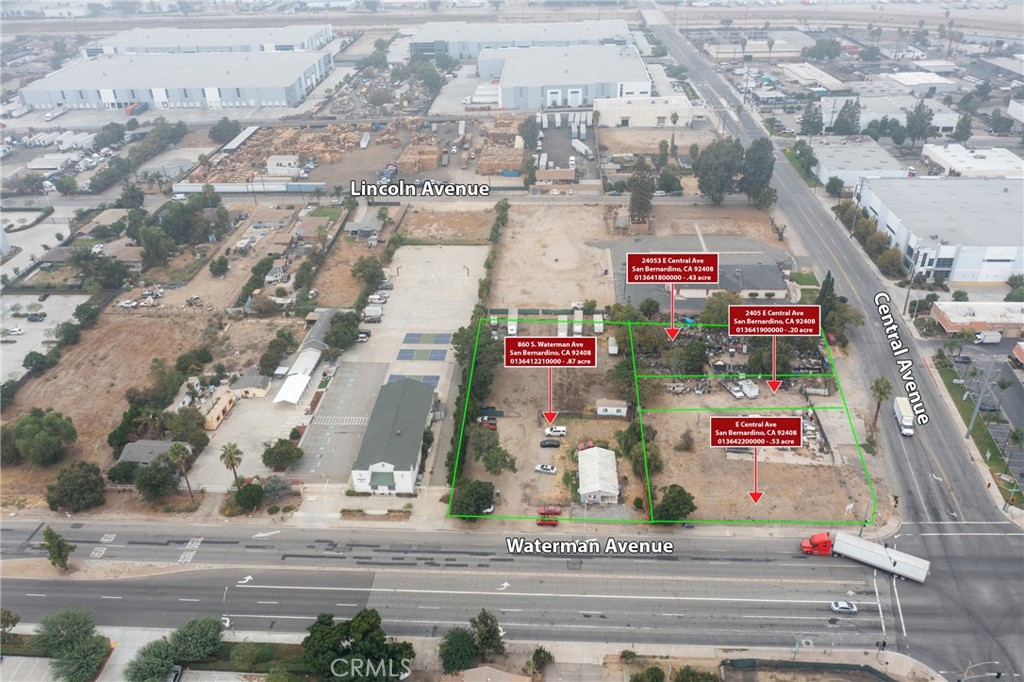 This is a great opportunity for an owner/investor with approximately 2 acres of land, two residential properties. This property is located in one of the fastest growing areas of San Bernardino, near the 215 & 10 freeways, and access to rail & airport. It has prime frontage on Waterman & Central Avenue. This has 4 parcels, and all are included. This property can also be leased.