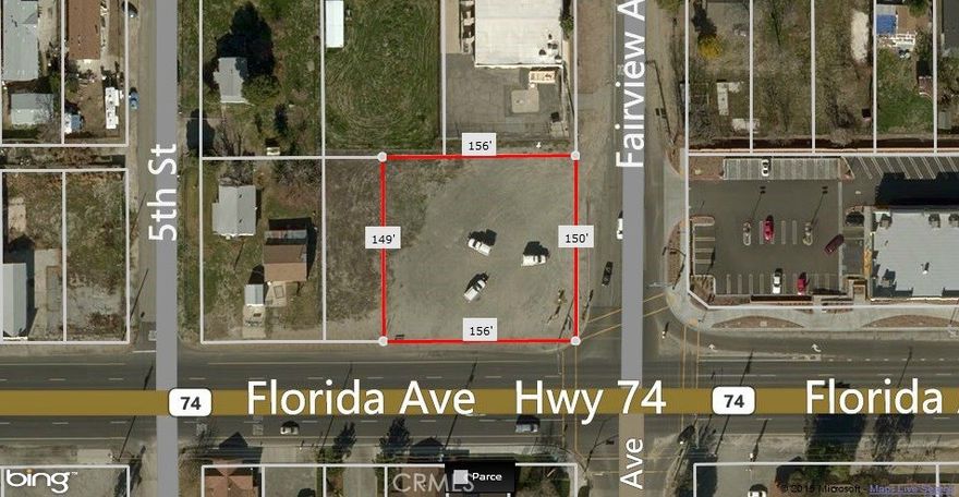SIGNALIZED CORNER, NWC E Florida Ave  and Fairview, Hemet (Valle Vista), 2 parcels .17ac and .53ac totaling approx. 30,492sf. includes APN's 549-145-018 and 019 Zoned CPS on busy HWY 74, all utilities available. Over 200ft of frontage! First time on market in over 50 years.