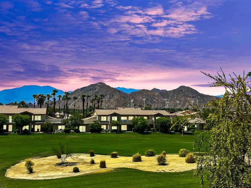 Experience stunning golf course vistas and sweeping mountain views every day. This residence is perfectly positioned to enjoy complimentary golf, adding exceptional value for those who appreciate an active, resort-style lifestyle.Located in the heart of La Quinta, the home offers effortless access to premier shopping, dining, theaters, and the world-renowned tennis tournament--all within minutes, and walkable for many seasonal events.The community provides an impressive collection of amenities, including six sparkling pools and spas, tennis and pickleball courts, a fitness center, clubhouse, and a well-appointed golf shop. Whether used as a primary home, a winter retreat, or a year-round getaway, the setting is ideal for comfort and convenience.A private garage is an added advantage--rare to find with a condo--providing secure parking and valuable storage.The home features new appliances, a recently installed air conditioning system, and thoughtful finishes throughout.