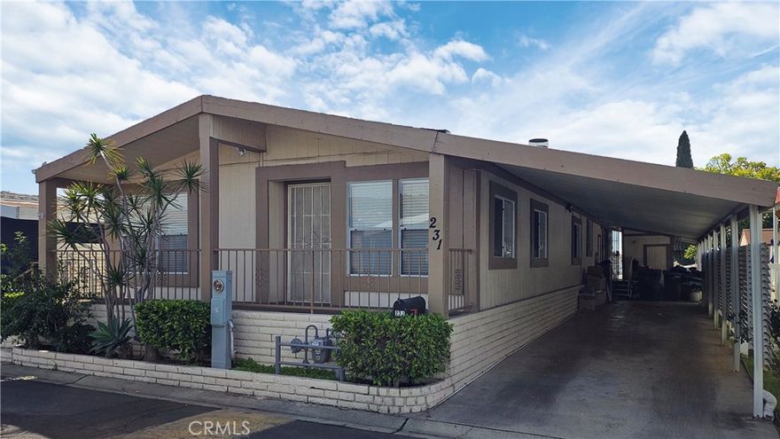 Located in the highly desirable Crestmont Mobile Estates in the city of Brea, this beautifully maintained 3-bedroom, 2-bathroom home offers comfort, style, and convenience. Recently upgraded just two years ago, the home features elegant laminate flooring throughout and an open floor plan perfect for modern living.



The spacious family room seamlessly flows into the dining area and updated kitchen, which boasts new granite countertops, a breakfast bar, and ample cabinet space. A cozy fireplace adds charm to the separate living room, making it an ideal spot to relax and unwind.



The master bedroom is privately situated away from the other bedrooms, offering a peaceful retreat. A dedicated laundry area near the kitchen includes additional storage space for pantry or kitchen items.



Outside, enjoy a covered carport with parking for up to three vehicles. The community amenities are just a short walk away, including a clubhouse and sparkling pool. Nestled in a quiet and friendly neighborhood, this home is also located within the award-winning Brea-Olinda School District.



Equipped with central AC and heating, this move-in ready home combines comfort and convenience in a premier Brea location. Don’t miss this opportunity!