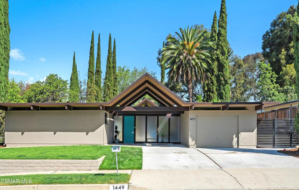 Experience Iconic Mid-Century Modern Living in a Renovated Double A-Frame Eichler Masterpiece, possibly one of the most desirable architecturally distinctive and visually dramatic models ever built by Joseph Eichler.Step into timeless design with this fully renovated and expanded gem of Mid-Century Modern architecture. Originally crafted by the renowned firm Jones & Emmons and inspired by Frank Lloyd Wright's vision, this showcases the hallmarks of Joseph Eichler's celebrated style:Two Soaring A-Frame rooflines open up the space verticallySignature central Atrium that seamlessly connects indoor and outdoor spacesWalls of Glass, many floor-to-ceiling, flooding the home with natural lightPost-and-Beam Construction and Tongue-and-Groove Redwood CeilingsFlexible floor plan and exceptional Privacy from both street and neighborsThis spacious home stands out with expanded square footage beyond the original model, featuring a larger living/dining area and a dedicated laundry room--enhancing both comfort and functionality.Its Prime Location has it nestled on a slightly elevated private corner lot in a quiet cul-de-sac, offering stunning views of Tarantula Hill from both the front and backyard--an idyllic yet dramatic setting for peaceful living.Modern Upgrades include a brand-new kitchen with stainless steel appliances and a stylish breakfast bar, plus completely updated bathrooms featuring a luxurious soaking tub, and streak-free shower doors. Every detail has been thoughtfully curated for modern living while honoring the home's architectural legacy.This 5-bedroom Eichler is move in ready for its next owner to appreciate the seamless blend of classic design and contemporary comfort.Conveniently located near 101 freeway, dining, shopping, distinguished schools and medical facilities, great hiking in Wildwood Park and the Santa Monica Mountains, just 30 minutes from Malibu and less than an hour from both the studios in Burbank and from downtown Santa Barbara.Pool pictures are virtually staged.