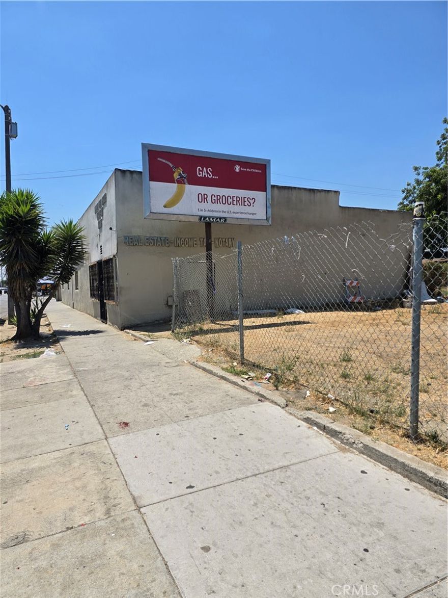 The subject property is comprised of 12,592 square feet of land and includes a 2,310-square-foot building. It is being sold together with APN 6008-031-002. For more information, please see MLS #RS25183928.



Together with its adjoining parcel, this site also totals 16,421 square feet, offering ample space for mixed-use development. Positioned next to a shopping center and near transportation and schools, this property provides an excellent opportunity for a variety of uses.  Post Office address  for property is 6211 Compton Avenue, Los Angeles, CA  90001