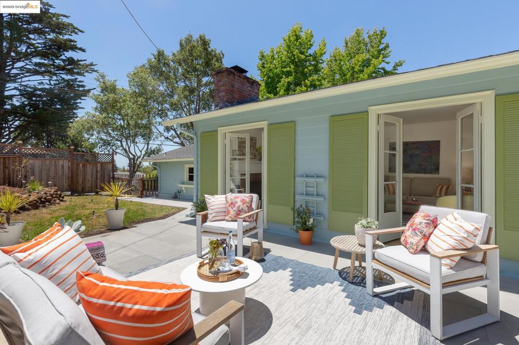 Super Cali! Everything we love about California living is right here! Nearly LEVEL! Sensational light, bright level access indoor/outdoor living with mid century style & modern updates. Open the French doors, step out to sun trap front patio, kitchen & peaceful back patio with lemon tree and kitchen herbs. Plenty of sunny spaces for easy entertaining & enjoying the vibe. Surrounding elevated fence enclosing the home, creating that rare happy combination of both airy & open with cozy privacy. Solar panels, tesla battery, heat pump & gray water system. hot tub & outdoor shower nestled under the trees add to the essential updated eco-consciousness. Large attached garage for cars/and/or projects. LOTS of adjacent parks & hiking trails. WEST SIDE of Grizzly. Some existing Home Hardening. Come see this lovely & special California Dream!