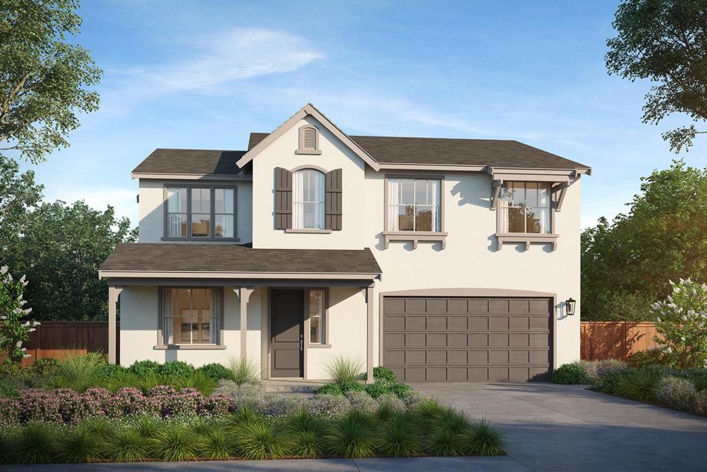 Thoughtfully designed with quality craftsmanship, contemporary interiors and sought-after amenities this brand new home on homesite 10 in the Heritage on 6th Street community is located in the heart of downtown Gilroy. Spacious and family-sized on an oversized lot, the premium hand-selected, designer curated interior details enhance the beauty of the elevated luxurious finishes. Exceptional features include all-electric systems and owned solar paired with a Tesla Powerwall 3 battery. An expansive gourmet kitchen offers a butlers pantry and features a Bertazzoni induction range, French door refrigerator, quartz countertops and spacious island. The 2-story foyer with elegant hardwood floors leads to a great room filled with an abundance of natural light. Stacking glass doors blend indoor and outdoor living to a covered loggia creating a private oasis to unwind and entertain. The first floor bedroom includes an en suite bathroom offering comfort and convenience. Central to the spacious loft upstairs, secondary bedrooms feature walk-in closets. A luxuriously spacious master suite is a sanctuary of retreat and tranquility. Photos are an artistic conceptual rendering for illustrative purposes and are not representative of the actual homesite.
