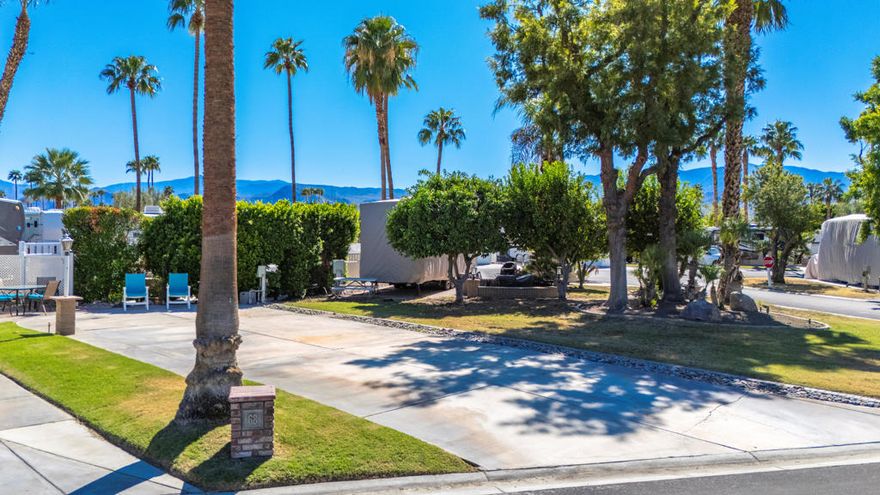 Discover this exceptional expanded interior corner lot perfectly situated near the front of the resort, offering effortless entry and exit convenience. The property provides a wonderful blend of open space and seclusion, featuring mature hedging to the rear for added privacy. Its prime location adjacent to Satellite A offers easy access to nearby amenities. This lot is an ideal canvas for designing your perfect, personalized desert retreat. Outdoor Resorts Palm Springs is a Five Star RV Resort Community combining luxury with affordability. It is a guard gated resort that sits on 137 beautifully landscaped acres with 27 holes of executive golf, 10 tennis courts, 13 pickleball courts, 8 swimming pools, a fully equipped fitness center, espresso bar, sports bar, beauty salon/barber shop, full-service restaurant, convenience store, 2 club houses, activities, special events and so much more.