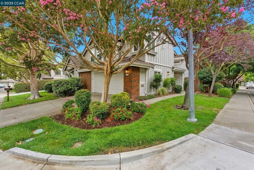 Don't miss this rare opportunity to own a freshly updated corner-lot home close to downtown Danville. With 2,263 SqFt of living space on a 2,409 SqFt lot, this contemporary, open, and light filled residence has been thoughtfully refreshed with new flooring, updated bathrooms, a modernized kitchen, and fresh interior paint throughout. The spacious living room boasts soaring vaulted ceilings and expansive windows, while the inviting family room opens through sliding glass doors to a private backyard retreat — ideal for entertaining, gardening, or simply relaxing. The upgraded kitchen is a chef’s delight with granite countertops, stainless steel appliances, instant hot water, and ample storage. Upstairs, you’ll find generously sized bedrooms including a serene primary suite with its own remodeled bath. Every space blends comfort with modern convenience. Enjoy the best of Danville living with easy access to the Iron Horse Trail, top-rated San Ramon Valley schools, shopping, dining, and freeway access.