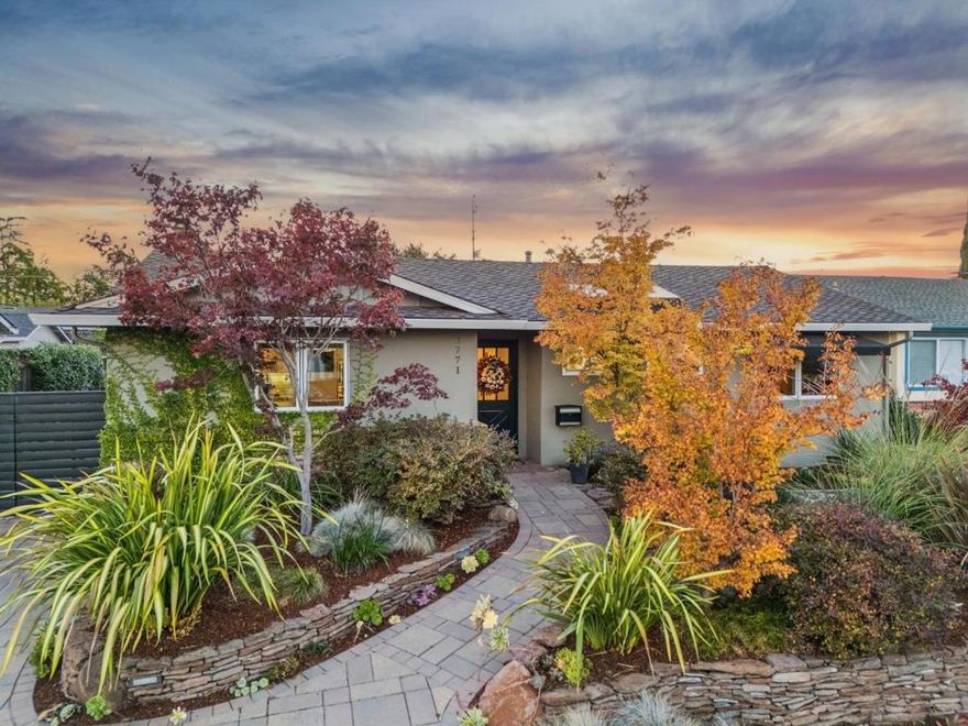 Tastefully updated Cambrian home blends modern sophistication w/ timeless appeal. Enjoy exceptional lifestyle where design & functionality blend seamlessly. Mature drought tolerant landscaping opens to delightful interior. Rich hardwood floors throughout. Stunning kitchen is culinary masterpiece of elegance & sophistication. Coffered ceiling & beautiful alabaster chandelier over center island perfect for food prep or counter height dining. Quartzite countertops, custom-painted cabinetry w/ pullouts, Prof-grade Thermador appliances, full-size wine refrigerator. Built-in speakers bring audio enjoyment to center stage! Bright & welcoming living room w/ wood burning fireplace enjoys a set of French doors w/ side lights overlooking lush rear yd. 3 bedrooms w/ closet organizers enjoy ample natural light thru large picture windows, one w/ French door. Both baths have sleek Star-light glass, waterfall-edge Quartzite counters, Brizo fixtures & Robern smart mirrors to create stylish, spa-like retreats. Rear yard is private sanctuary. Mature hedges & variety of shrubs/grasses surround lush lawn & patios providing ample room for entertaining or lounging. Relax to soothing sounds of multiple water features. Detached 2-car garage & long driveway w/ double gate for secure this quiet oasis.