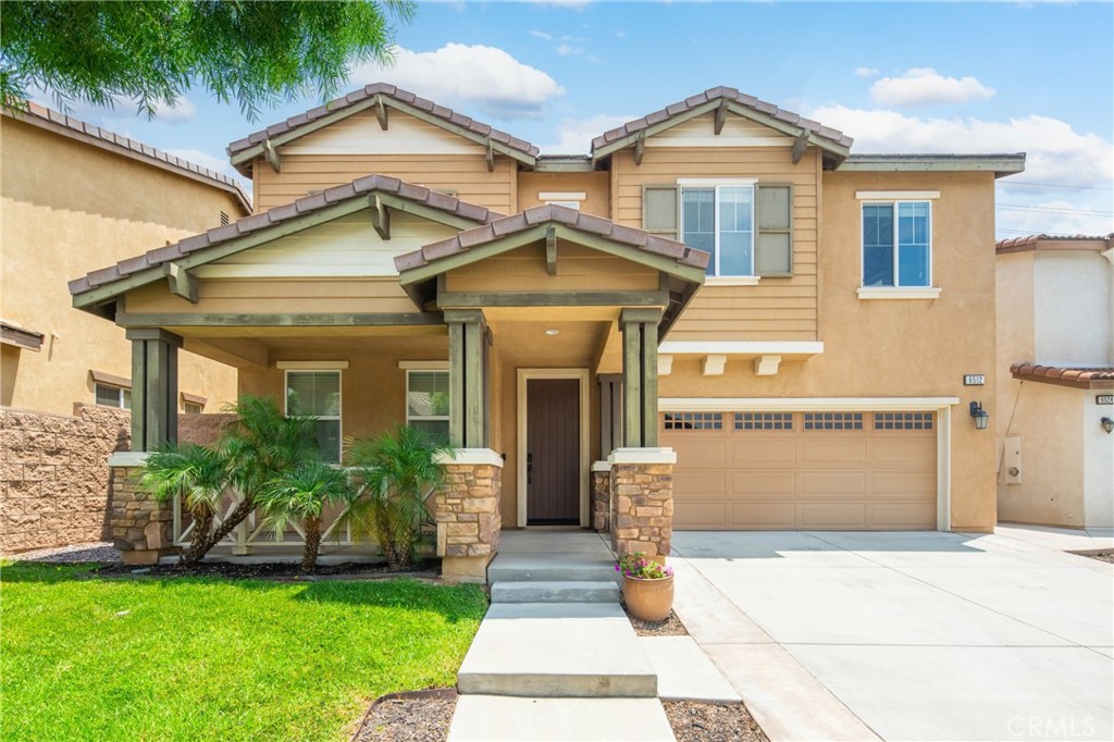 Welcome to 6512 Ballad Dr, this spacious move-in ready property with 4 bedrooms and 3 full bathrooms nestled in the heart of desirable city of Eastvale (For a big family there is potential space to convert into a fifth bedroom). This beautiful two-story residence offers a perfect blend of comfort, style, and functionality. It is designed with wood like tile, premium quality carpet, recessed lighting, fireplace, and an abundance of natural light. The kitchen has upgraded granite countertops, stainless steel appliances, abundant storage and a large island with seating. The master bedroom is oversized boasting a spacious feel, French Doors leading to a private balcony, dual sinks, separate shower and deep soaking tub, and a generous walk-in closet. Every bedroom comes with its own walk-in closet. The separate laundry room is thoughtfully equipped with a utility sink and storage space to meet your everyday needs. The garage offering epoxy flooring and custom cabinetry. Beautifully private landscaped backyard is ideal for relaxation, play, or weekend gatherings. An oversized patio is already wired with tv and provides shade for those hot summer days. A modern gas fire pit creates a warm and inviting atmosphere for gatherings under the stars. A custom-built wooden deck with flowing outdoor curtains offers a shaded lounge area below and an elevated space above, ideal for morning coffee or sunset views. This low-maintenance yet elegant outdoor retreat is ready to be enjoyed year-round. Community features playground and sports courts, all maintained with a low HOA fee. Walk-in distance of 7-Eleven, Sprouts Farmers Market, Starbucks, future Walmart Supercenter, etc. Just minutes from premier shopping centers, great restaurants, parks and top-rated schools, this location truly has it all. Don’t miss the opportunity to own this beautiful home in one of Eastvale’s most sought-after neighborhoods!