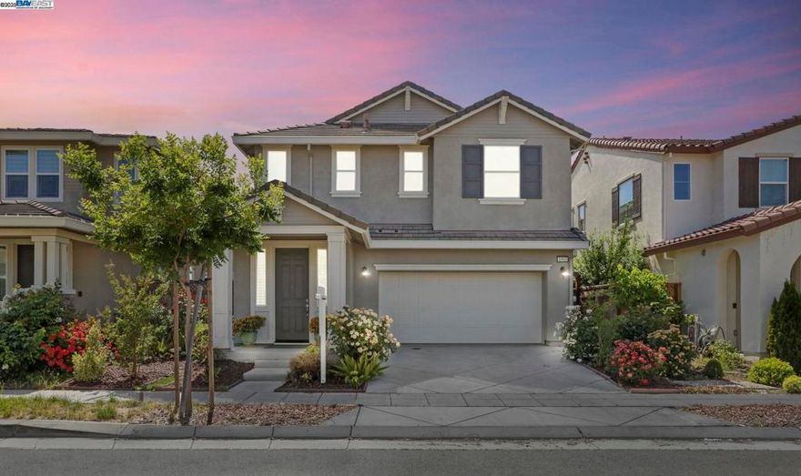 EAST FACING - NO HOA - NEW PAINT AND CARPET , OWNED SOLAR:  INCREDIBLE BUILT IN 2020 MOVE-IN READY 4 BR, 3 BATH, & LOFT,  2,447 sq ft 2-story Single-Family home in the highly sought-after CORDES VILLAGE, WITHIN A FEW BLOCKS OF THE CORDES K-8 SCHOOL & AWARD WINNING MOUNTAIN HOUSE HIGH SCHOOL. FIRST FLOOR COMES A BEDROOM & FULL BATHROOM making it comfortable for hosting family & friends. Spacious open concept living area combines the living room, kitchen and dining area making it perfect for entertaining and everyday life. The GOURMET KITCHEN COMES WITH A GIANT ISLAND, PLENTY OF CABINET SPACE, STAINLESS STEEL APPLIANCES, AND A BREAKFAST NOOK allowing you to bring your culinary dreams to life. Upstairs, the loft provides extra space which you can either turn into a bedroom, reading nook, or home theater. Bedrooms are roomy and versatile, perfect to use for kids or as a home office. Primary suite is a true sanctuary, offering a spacious bedroom, and a walk-in closet. THE BACKYARD IS COMPLETE WITH A PRIVATE GARDEN AREA and CALIFORNIA ROOM so you can plant a variety of fruits & vegetables.  Peaceful neighborhood provides a quiet retreat while still being CLOSE TO PARKS, RESTAURANTS, AND EASY ACCESS TO THE HIGHWAY FOR COMMUTING. DON’T MISS THIS RARE OPPORTUNITY TO OWN.