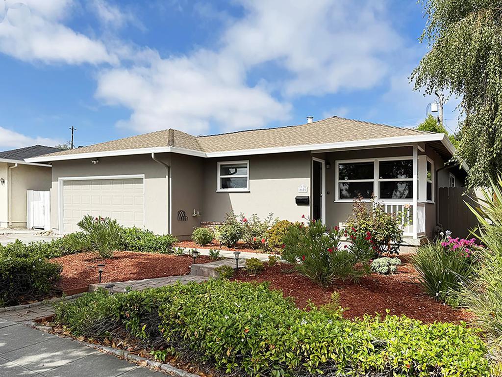 Turnkey California ranch home located in the heart of Silicon Valley. It features 3 bedrooms and 2 bathrooms with 1,064 sq ft of comfortable living. Freshly painted and a brand-new primary bathroom with dual entrances for convenience. The gourmet kitchen showcases a sleek granite slab countertop, complementing the home's modern aesthetics. Bedrooms include ceiling fans for year-round comfort, along with recessed light, dual-paned window, and central A/C system. The serene backyard oasis, shaded by a grand gazebo, provides a peaceful retreat with a manicured lawn, rose bushes, fruit trees, and two storage sheds. Minutes from Apple Spaceship Campus, LinkedIn, Nvidia, Microsoft, Google, and easy access to 280, 85, 237, and 101. Close to Sunnyvale downtown, Kaiser, and Cupertino Village Shopping Center. Award-winning Cupertino schools: Stocklmeir Elementary, Cupertino Middle, and Fremont High School, making this home the perfect blend of tranquility, accessibility, and educational excellence.