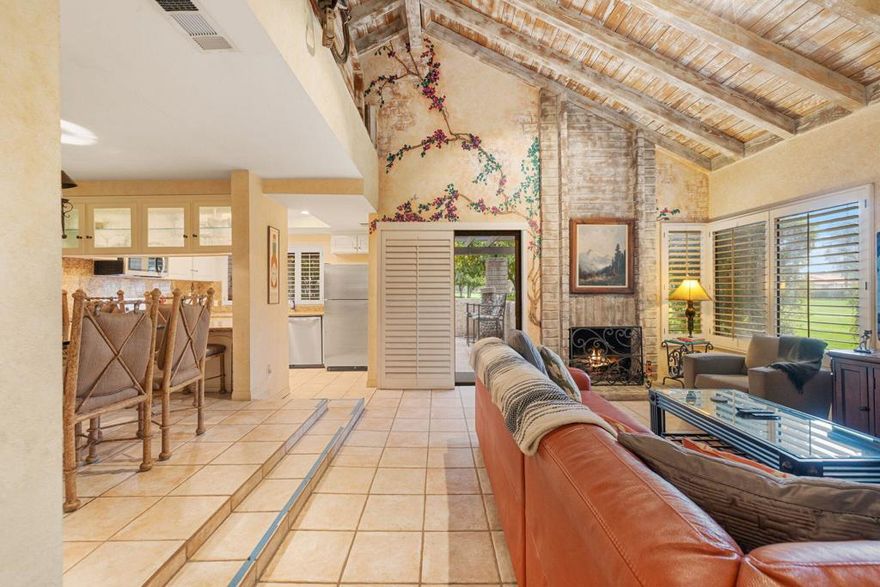 Rare short-term rental opportunity in Los Pueblos, South Palm Springs, offered fully furnished for immediate enjoyment or rental readiness. Welcome to 21 Pueblo Vista Dr, a single-level condo in a lush, park-like community with mature palms, vibrant bougainvillea, producing citrus, tranquil ponds, and winding walking paths beside Tahquitz Creek Golf. Resort living shines with multiple pools, separate spas, tennis and pickleball, and expansive greenbelts framed by mountain views. Inside, this 2-bedroom, 1-bath home spans approx. 1,125 sq ft (built 1976) with a comfortable, low-maintenance layout for full-time living, a winter getaway, or guests. Enjoy bright, airy living space with classic mid-century desert character. Enjoy a covered patio, pass-through bar, and greenbelt access right outside your door daily. Step out to your private outdoor patio that opens to broad lawns, perfect for morning coffee, an afternoon read in the shade, or sunset downtime after a round of golf. Covered carport parking adds everyday convenience. Minutes to shopping, dining, and downtown Palm Springs, plus nearby hiking, biking routes, and world-class desert recreation. Ideal as a primary residence, weekend retreat, or strong income property, subject to HOA rules and City of Palm Springs permitting.