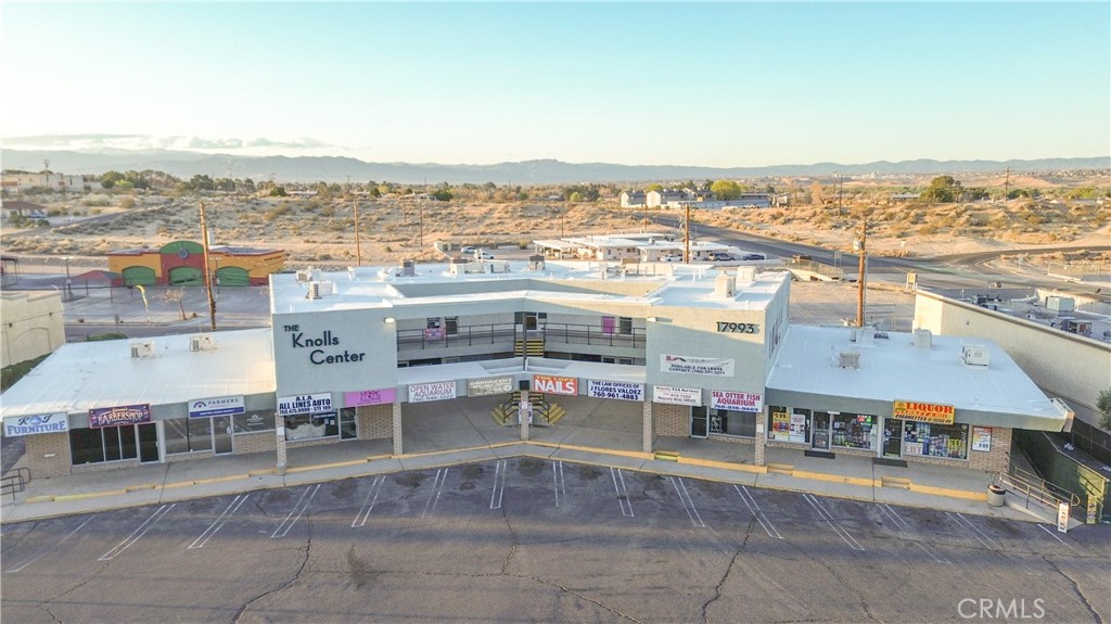 Located along busy Highway 18 near Apple Valley Road, is a ±13,622 SF Multi-Tenant, 2-story, Office/Retail Space Within The Knolls Center with vacancies available! Surrounded by other prominent Tenants include a Barber Shop, Cell Phone Repair, Aquarium Store, Real Estate Office, Insurance Office, Liquor Store, Nail Salon and Healing Center. Suite 108 is an upstairs corner unit of ±452 SF with an open office floorplan, and a
storage area.
