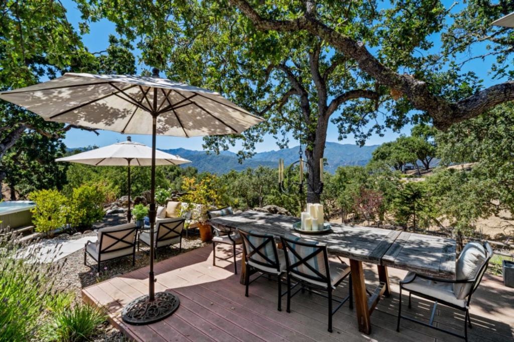 Surrounded by rolling hills with spectacular mountain views and a large rock outcropping, experience ultimate privacy with the spirit of Old California. The best kept secret in Carmel Valley is the gated community of Asoleado. Consisting of only 20 homes, all on a minimum of 10 acres about 10 miles east of Carmel Valley Village. Sited on 10 acres surrounded by plenty of open space. Take in the views of the not too distant vineyards among the rolling hills of the Santa Lucias. Located near the ridge line gives you he feeling that the stars are within reach. This property hits the sweet spot! Perfect for year round living or an amazing getaway retreat. Come & enjoy the 1600 sq ft 3 Bedroom 2.5 Bath home that has it all. A nothing spared gourmet kitchen is outfitted with the best appliances including a Wolf 48" range, large side by side Sub-Zero refrigerator, 2 Bosch dishwashers and a Kitchen Aid wine cooler and more. Updated throughout and all this in the warmth and sunshine of Carmel Valley complete with air conditioning. There are multiple outdoor patios taking advantage of 360 degree views complete with hot tub and outdoor heater. The other modern day benefits include 33 solar panels, high speed Internet and AT&T cell service.