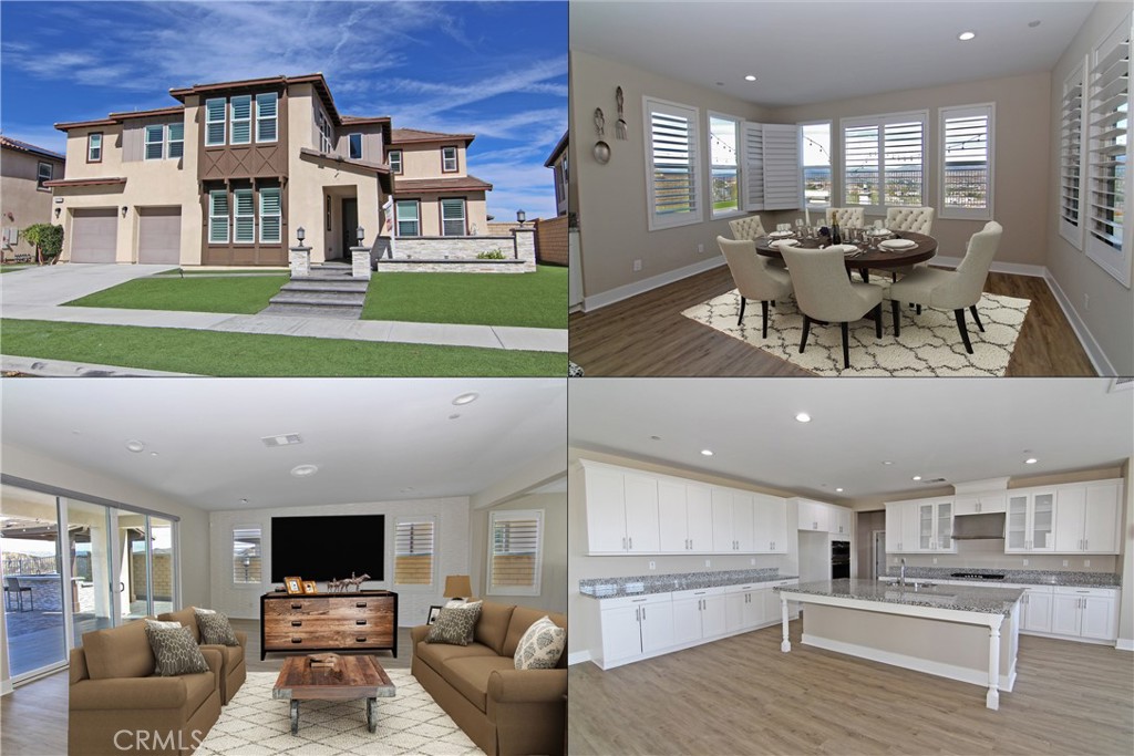 Gorgeous VIEW HOME in the gated community of ALIENTO! Open floor plan has 4,023 square feet of living space. Brand new wood-style floors throughout installed last month. Recently painted last month as well. Bedroom with a full bath downstairs plus a bonus room downstairs currently used as an office adjacent to the laundry room. Has a PAID OFF solar panels. Huge chef style kitchen complete with an over sized island. Granite counter tops, stainless steel appliances, gas burners, double ovens/convection, walk-in pantry, and soft close cabinetry! Pride of ownership with attention to detail. The staircase leads upstairs to an oversized loft area. The primary suite has mountain views, huge bathroom with free standing tub, walk-in shower, dual vanities and a walk-in closet. This property is located in a friendly community which has a clubhouse, a huge pool for adults, small pool for kids, Jacuzzi, dog park, gym, private park, and much more! 2 Minutes away from shops, restaurants, public parks and hiking trails. It's an entertainers delight and this community is a great place for your family. Yearly Mello Roos tax is $4,119. Don't miss your opportunity to own this stunning home in the hidden gem of Santa Clarita Valley "Aliento".