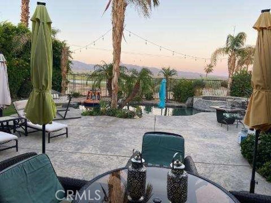 Seasonal Lease:  October thru February.  Beautiful tropical resort, 3 bed, 2 bath home.  Gorgeous pebble tech salt water pool, extra deep spa with custom stone spillway.  Great views of Terra Lago golf course and lake with mountains as back drop.  Ample backyard seating areas with propane fire table, outdoor TV and ceiling fan. Patio has gas stub for possible bbq island.    House is equipped with pest control tubes within walls with outside access for pest control company.  House was built with double insulation in attic. Crown molding.  Electrical has been upgraded to 50 amp service.  Community has a Golf Course in it's back yard, Clubhouse, Lap Pool & Kids Pool with change rooms and showers, Community Spa, pool table, patio area overlooking the 3 acre lake.  Included in the monthly HOA dues is Direct cable tv as well as 5G internet.  Close to casino's, Palm Springs,  pickleball courts, hiking trails, Coachella Fest, Stagecoach, Acrisure Arena and many more attractions.

House is for sale, lease to be written into purchase