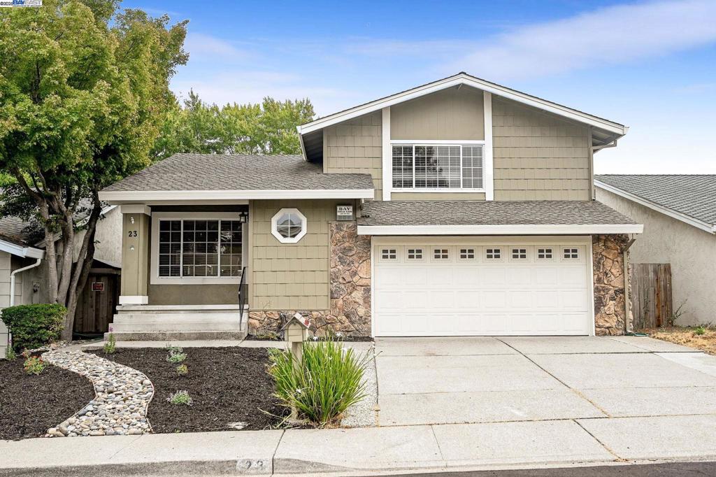 Welcome to this beautifully updated tri-level home in a wonderful court location offering 4 bedrooms and 3 full bathrooms. Step inside to discover an open, light-filled floor plan with vaulted ceilings, designer laminate wood floors, and recess lighting. The remodeled chef’s kitchen features white shaker cabinetry, quartz countertops, stainless steel appliances, and breakfast bar seating. The dining area flows into the family room and kitchen creating a great room feel—perfect for entertaining and everyday living. Upstairs, the spacious primary suite provides a relaxing retreat with an en-suite bath, and 2 spacious additional bedrooms. The lower-level family room with direct access to the backyard and another bedroom and a full bathroom creates the ideal layout for separate living space or multigenerational living. Outside, enjoy a good size backyard with grassy area and views of the hills above. Located in the award-winning San Ramon Valley School District and right up the street from Bollinger Elementary School, dog park, walking path and a half a block from the community pool. This prime location home is move in ready and a must see.