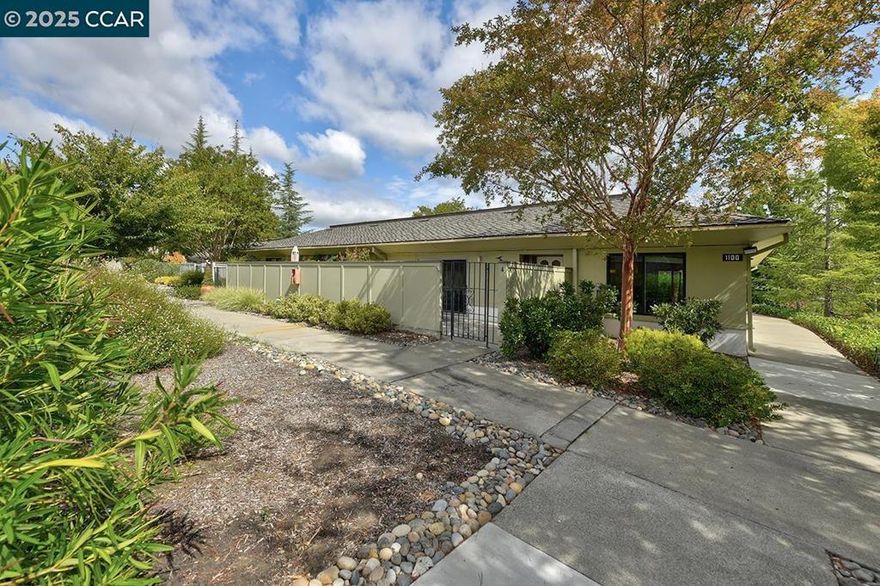 Magical Single-Level Mendocino Model in Prime Location.  Discover the charm of this beautifully maintained, single-story, level-in Mendocino model, perfectly situated in one of the most desirable areas of the community. Enjoy seamless indoor-outdoor living with a private garden patio that extends your living space and fills the home with natural light — bringing the tranquility of nature indoors. The spacious open-concept floor plan provides flexibility for a variety of living arrangements — ideal for creating a cozy reading nook, home office, media space, or second seating area.  Move-in ready with tasteful updates and features, including: custom blended interior paint, hard surface flooring with new carpet in the bedroom, updated stall shower, stackable washer & dryer, dual-pane windows throughout, abundant natural light This home offers both functionality and serenity — the perfect blend of comfort, style, and convenience.  The sought-after location offers exceptional walkability to amenities including multiple Clubhouses, the Golf Course, Creekside Restaurant, Tice Creek Fitness Center, Swimming Pools, and the Dog Park.