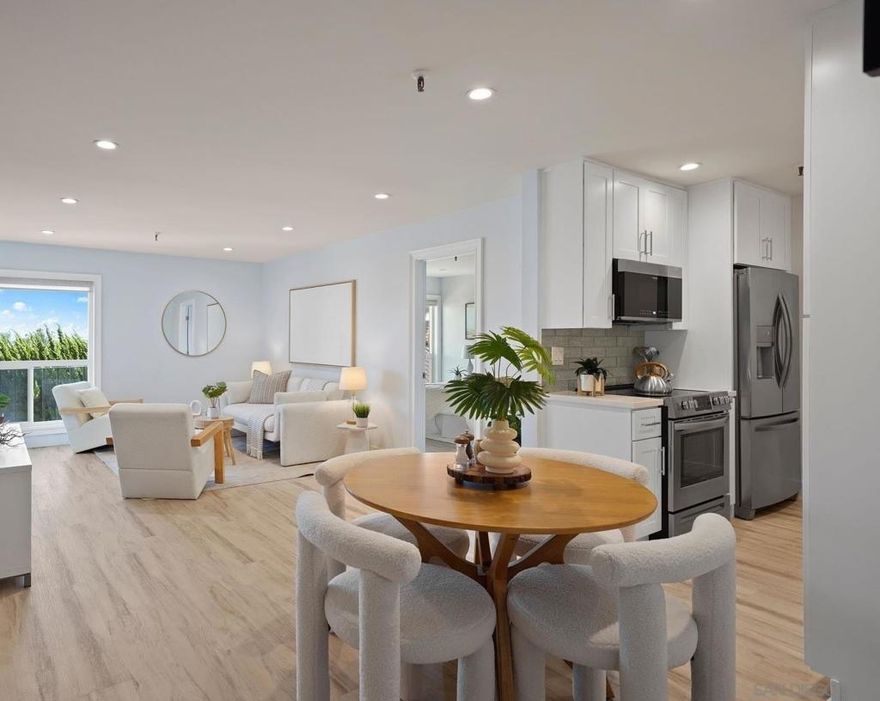 Beautifully updated Pacific Beach condo! This stylish 2 bed, 2 bath first-floor condo features new luxury vinyl plank flooring, fresh coastal paint, and a new modern kitchen with new cabinets, pantry, countertops, and stainless appliances. Enjoy your private covered patio with city light and SeaWorld fireworks views. Community amenities include a pool, spa, BBQ area, secured parking with extra storage, and laundry nearby. Prime location just minutes to the beach, bay, shops, and dining. Move-in ready and coastal living at its finest!