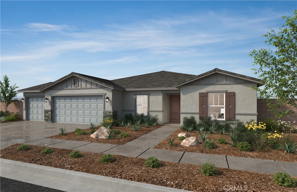 Beautiful Sedona community Single story community located right off of Domenigoni parkway, quick access to the shops in Menifee. The home features white cabinets with granite countertops, and a 3rd car garage. Come and build your dream home in a beautiful neighborhood. 5 acre park walking distance. Home has 4 bedrooms, 3bathrooms, den off of master bed and a beautiful open concept with 9 feet ceilings.
Situated on a generous 7,405sq ft lot, the home is within walking distance to a half-acre city park—perfect for outdoor enjoyment.
Photo is rendering of the model, can either purchase or lease the solar.