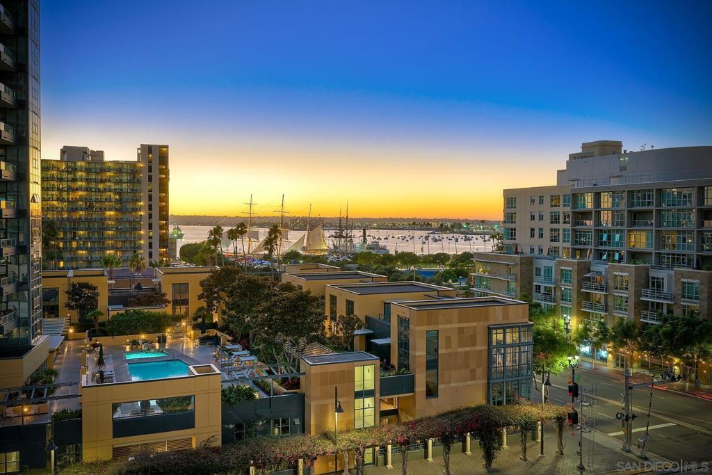 Welcome to Savina – Downtown’s premier luxury high-rise living next to Little Italy and the Bay! This stunning west-facing 2BR/2BA residence sits on the 6th floor, with sweeping bay and city views from every room. The open-concept kitchen features white quartz countertops, Thermador appliances, a spacious island, and ample storage, perfect for both everyday living and entertaining. The primary suite offers a generous walk-in closet, with a spacious 2nd bedroom with bay views. Enjoy sunsets and sparkling city lights from your private balcony. 1 Reserved Parking Spot + 1 Private Storage Room. Hardwood floors throughout kitchen and living room and brand new high end carpets in bedrooms. Residents of Savina enjoy resort-style amenities, including a pool & spa, state-of-the-art fitness center with yoga deck, steam & sauna rooms, a resident lounge, outdoor BBQs, pet retreat, conference room, and 24-hour concierge service.