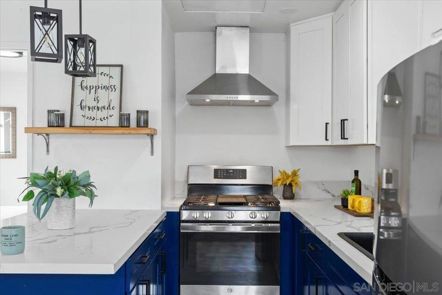 Charming, Private & Move-in ready! This private 1BD/1BA home is a rare find! Featuring modern chevron-pattern flooring, recessed lighting, and a sleek kitchen with stainless steel appliances and new cabinetry. The spa-like bathroom boasts floor-to-ceiling tile and Moroccan-pattern flooring. Enjoy your covered deck with included washer/dryer, plus upgrades like a new roof, windows, stucco, and driveway. Tucked away on a private lane near Kimball Park, schools, and shopping. Turnkey and ready to go.