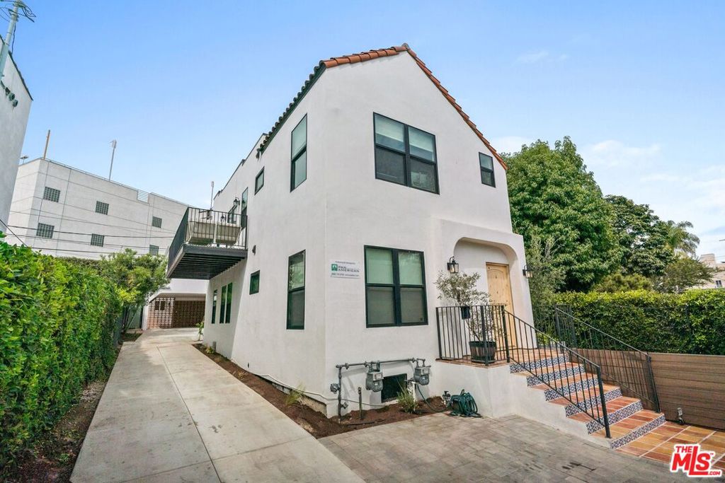 Introducing a profitable Investment in trendy West Hollywood w/3 separate address'. Fully re-imagined front Duplex (8587 + 8587 1/2) + New Construction ADU. (8589) . Style blends Spanish Colonial charm with sleek modern finishes. Front Duplex has been completely rebuilt down to the studs ..features Townhome Style 2 beds/2 baths each Unit, private entrances and balconies, approx 960 sq ft each. Every detail has been custom-designed for functionality and style, offering tenants an exceptional living experience. At the rear of the property a newly constructed 3 bedroom/3 bath, 1200 sq ft., 2 story ADU with soaring ceilings, abundant skylights, folding glass sliders that provides a seamless indoor outdoor flow to a private patio and drought resistance landscaped backyard. Inquire for additional specifics, interior photo's are for ADU, tenants reside on property please respect their privacy and do not walk property unattended