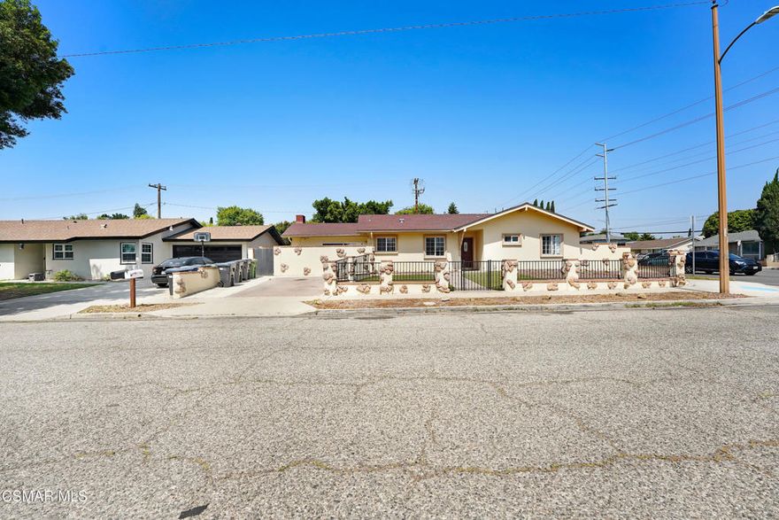 Amazing Home with Detached ADU - Perfect for a Big Family or Investor!Welcome to this incredible opportunity featuring nearly 2,000 sq. ft. of living space in the main residence alone! The spacious main home offers 4 bedrooms, 2 bathrooms, a large living room, an updated kitchen with granite counters, and a huge permitted bonus room--ideal for entertaining or extra family space. Additional highlights include fresh paint, newer carpet, smooth ceilings, an enclosed patio, a gated front yard, and a generous backyard.Located on a desirable corner lot, this property also includes a detached ADU with its own private driveway, full bathroom, kitchen, newer carpet and paint, and plenty of living space. Perfect for extended family, rental income, or a private home office.Live in one and rent the other -- a rare and versatile opportunity you won't want to miss!