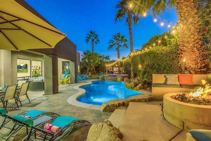 Investor Alert - Short-Term Rental Powerhouse! Located in the highly sought-after Montage at Santa Rosa--one of the few HOAs that allows and protects short-term rentals--this 6BD/4.5BA luxury estate (3,610 sq. ft.) is a proven income generator and comes fully furnished and turnkey. Known to Airbnb guests as ''Coachella Vista'', the property is walking distance to the world-famous Coachella & Stagecoach festival grounds, giving it unmatched rental demand.The flexible floor plan includes an attached casita with ensuite bath (a guest favorite) and the ability to convert the enormous eat-in kitchen into a 7th bedroom to maximize your guests. Outdoors, the resort-style yard is built for entertainment with a huge pool and spa, putting green, fire pit lounge, outdoor bar with pass-through window, multiple dining areas, and endless games--ping pong, shuffleboard, foosball, Giant Connect 4, Jenga, and even a unique built-in Snookball table. Indoors, enjoy a game room, Peloton-equipped fitness area, PlayStation 5, and Smart TVs throughout.This property comfortably sleeps up to 23 guests, delivering exceptional rental rates and occupancy. Offered completely turnkey with all furnishings, decor, and amenities, investors can start generating income immediately. With Montage's STR-friendly community guidelines, prime location, and established rental history, this property is a rare opportunity to own one of the valley's top-performing short-term rentals.