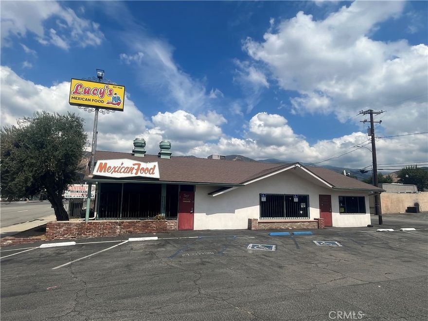 Restaurant building for sale or lease!! Previously Lucy's Mexican Restaurant, a popular place for locals and those traveling up to the mountains. Massive parking lot behind building. 42 parking spots including 2 handicap spots near entrance. Additional 10,725 sq. ft. parcel included in sale. Property has 18 booths that sit 4 to 6 people each. Would make a great breakfast, lunch or dinner place. Across from grocery store Cardenas, Stater Bros, TJ Maxx, Walgreens, Bank of America and other traffic drivers. Sierra Way is one of the main roads up to Lake Arrowhead and Big Bear. This restaurant is a short drive away from the San Manuel Casino as well. Property has a 16-foot-wide hood vent, dish washing station, walk-in cooler, plenty of storage, 2 bathrooms and more! All equipment there at the time of purchase stays or can be taken out. Property could use cosmetic updating on the inside, but otherwise it is ready for your signage and vision!