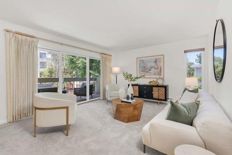 Burlingame Living, San Mateo Price.    Located on the San Mateo side of the Burlingame border, this charming 1br/1ba condo offers comfort, convenience, and an enviable lifestyle. Positioned on the quiet second floor with only one shared wall, the home features fresh paint, new carpet, wood-style laminate flooring, dual-pane windows, and a private balcony overlooking the pool and courtyard. The well-kept 16-unit complex includes a sparkling heated pool, spa, clubhouse, secure building access, on-site laundry, extra storage, and gated deeded parking.    Just blocks from vibrant Burlingame Ave., home to award-winning restaurants, stylish boutiques, the historic library, and everyday essentials like Safeway and Walgreens.  Ideal for commuters with easy access to Caltrain and Hwy 101.  Whether you're downsizing, investing, or buying your first home, this condo is a perfect fit for a simplified, walkable lifestyle.