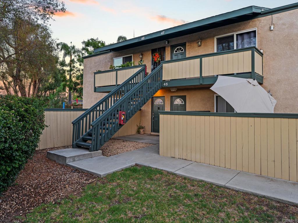 Welcome to your ideal first home—a beautiful 2-bedroom, 1-bath with a rare, oversized private yard! Tucked away for added privacy, this unit features a spacious backyard perfect for kids, pets, or entertaining, plus a convenient storage shed. Inside, you'll find stainless steel appliances, LVP flooring, LED lighting and in-unit laundry for everyday comfort. A sliding glass door connects the indoors with the outdoors, filling the space with natural light and offering peaceful views. The community offers lush landscaping, large lawns, a playground, pool, spa, and even a shared laundry room for added convenience. Less than 5 minutes away from all Downtown Fallbrook has to offer as well!