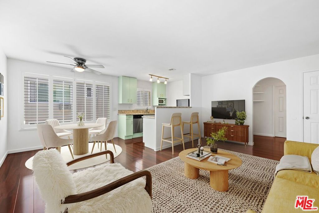 Located within the Larrabee Spa residential complex just a couple of blocks from the world-famous Sunset Strip and Santa Monica Boulevard this charming 1 bedroom, 1 bathroom top floor corner unit condominium delivers a private, comfortable and convenient lifestyle in the heart of West Hollywood. The open living space is adorned with natural light, a warm ambiance and plantation shutters. The floor plan seamlessly connects the kitchen, living and dining areas, creating a perfect setting for relaxation and entertaining. The bedroom boasts generous closet space and easy access to the well-appointed bathroom. The unit sits at the back of the complex and delivers privacy and insulation from the street. The complex includes a community swimming pool, jacuzzi, and ample guest parking. Location central to the Sunset Strip, Santa Monica Boulevard, Melrose Avenue, The West Hollywood Edition, Soho House West Hollywood, Whisky a Go Go, The Abbey, Pacific Design Center, Cedar Sinai Hospital, Beverly Center, Trader Joe's, retail, dining and services.