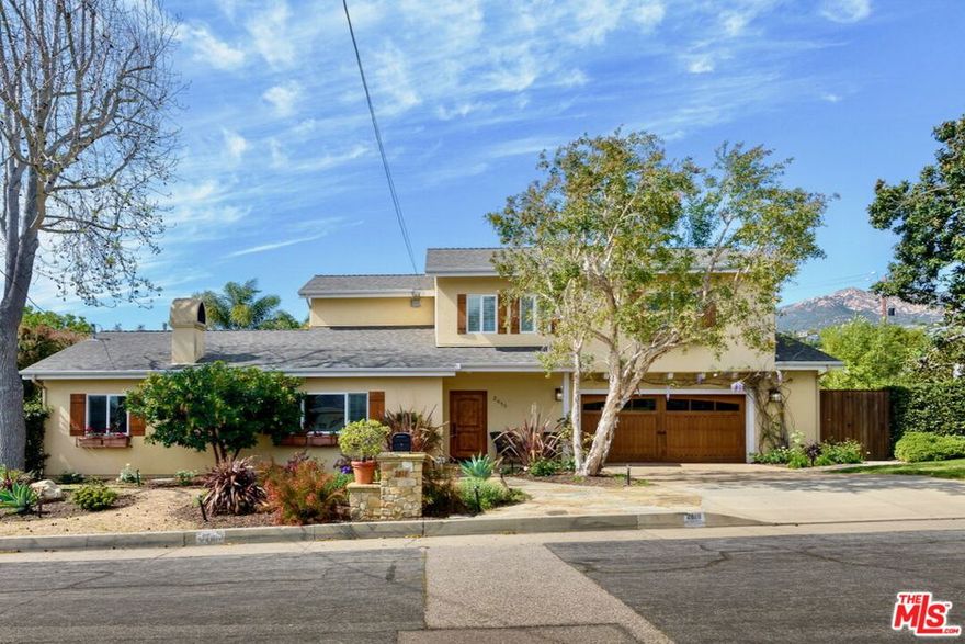 Located in the desirable Peabody Elementary School attendance area in convenient proximity to beloved spots like Handlebar Coffee and the Mission, this bright and spacious two-story home offers an enviable trifecta: comfortable accommodations, private outdoor space, and in-town convenience! Recent upgrades to the nearly 2,000 sq ft home include new landscaping, new air conditioning with dual-zone smart controls, new lighting, updated appliances, and more! With is inviting floor plan and secluded outdoor space, you may find that the hardest decision is whether to enjoy the comforts of home or explore the neighborhood.Step inside to discover soaring vaulted ceilings and open-concept living areas that flow seamlessly from living to dining to kitchen. The expansive yet cozy living room features a gas fireplace, and beautiful wood flooring throughout the home offers an elegant touch. The generous kitchen features a large central island, abundant storage and counter space, and a walk-in pantry. Just off the light-filled dining area, a private backyard and extensive flagstone patio invite effortless indoor-outdoor living  whether you're relaxing in front of the outdoor fireplace, enjoying al fresco dining at sunset, or simply feeling the grass under your feet in the fully fenced side yard. A main level bedroom and full bath offer flexible options for hosting guests or creating a home office or studio. Upstairs, you'll find additional bedroom accommodations with plenty of natural light. The primary suite features vaulted ceilings, an en suite bathroom, a spacious walk-in closet, and a private mountain-view balcony. Additional storage areas on the main level and an attached 2-car garage with a dedicated laundry area complete the home's convenient amenities.Tucked away on a tranquil cul-de-sac-like street in the heart of East San Roque, yet just a short stroll or drive from charming De La Vina Street shops & restaurants, this beautiful, move-in ready home is a welcoming retreat awaiting its next happy owners!