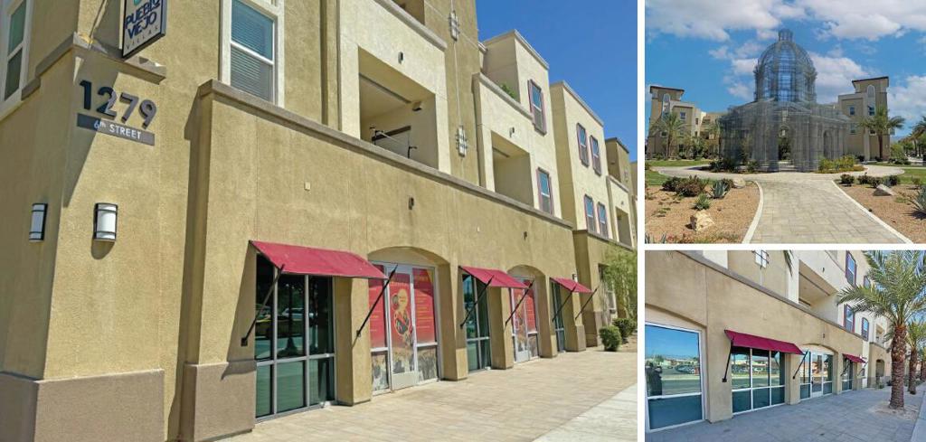Two units for lease. NNN Charge $0.32/SF. Recently built mixed-use building with commercial and apartments located in the 'Pueblo Viejo Revitalization' area of downtown Coachella. Two 1,366 SF commercial spaces available, for a total of 2,732 SF. 105-unit apartment complex on the second story of the building. Convenient location at the corner of Cesar Chavez & 6th Street. Impressive traffic counts of 46,035 average cars per day on Cesar Chavez St. Easy access to all Desert Cities via Grapefruit Blvd and Expressway 86. The City of Coachella is business friendly and is experiencing rapid growth. Do not disturb tenants. **CALL EMILY HARVEY TO SET UP APPOINTMENT AT (760) 636-3500**