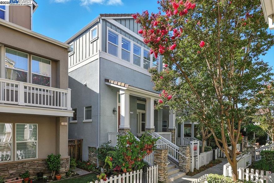 Nestled at the end of a tranquil culdesac in Cupertinos Murano community, 11510 Bianchini Lane is a meticulously updated 3bedroom, 2.5bath home spanning 1,788 sqft on a level ~1,658sqft lot. Built in 2005 with thoughtful architecture and modern finishes, the home features soaring high ceilings, recessed lighting, a handsome fireplace that anchors the formal living room along with a finished basement for extra storage. Energy efficient including owned solar panels. The open kitchen delights with Corian counters, a grand island with breakfast bar, and professional stainlesssteel appliancesperfect for everyday living and entertaining. The flexible family/great room layout adds versatility to the living space. Upstairs, the master suite impresses with a walkin closet, double vanity, separate jetted tub, and stall shower. Brandnew carpeting, fresh paint, and epoxy flooring elevate the homes appeal. Laundry is conveniently located upstairs. A spacious attached twocar garage, guest parking via Poppy Way, and a charming front porch complete the exterior. With HOA amenities, exceptional Cupertino schools, and a prime Silicon Valley location, this home is move-in ready and radiates quality.
