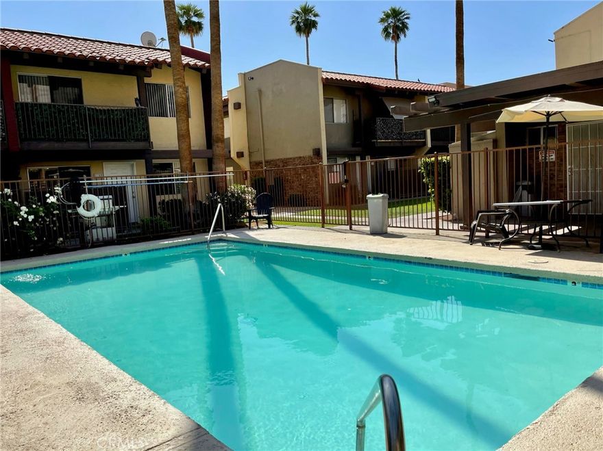 Large 2 bedroom, 1.5 bath, 2 story townhouse is located at La Quinta Courtyard Townhomes is located at Eisenhower and Calle Tampico This unit is being remodeled with tile floors downstairs, new carpeting upstairs, new paint, new appliances including stove, microwave, refrigerator and dishwasher. Additionally, it has vaulted ceilings,  central air conditioning, and new hardware including faucets, towel bars, fixtures, and mini blinds. The property itself has been renovated with all-new parking lots, all-new landscaping, new exterior lighting, new pool equipment, and new laundry facilities. The complex is security-gated with new on-site management. Unit is available for yearly lease or longer.  Lots of parking, 24-hour security system. On-site management, on-site laundry facilities BBQ area.