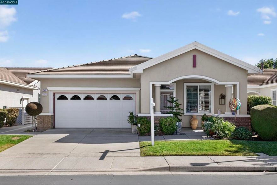 Welcome to this beautifully maintained home offering 2 bedrooms plus an office and approximately 1,560sqft of comfortable living space! Enjoy the open and functional layout featuring a family room/kitchen combo and a separate living room with dining area — perfect for both everyday living and entertaining. The kitchen includes newer appliances, granite countertops, and updated flooring that flows throughout the home. The spacious primary suite features a walk-in closet and an updated bathroom. Central heat and AC provide year-round comfort. Step outside to a private backyard with a covered patio — a great place to relax or host guests. Additional highlights include an indoor laundry room and a two-car garage. Located within walking distance to the community pool, tennis courts, and bocce courts, this home offers convenience, comfort, and charm all in one!